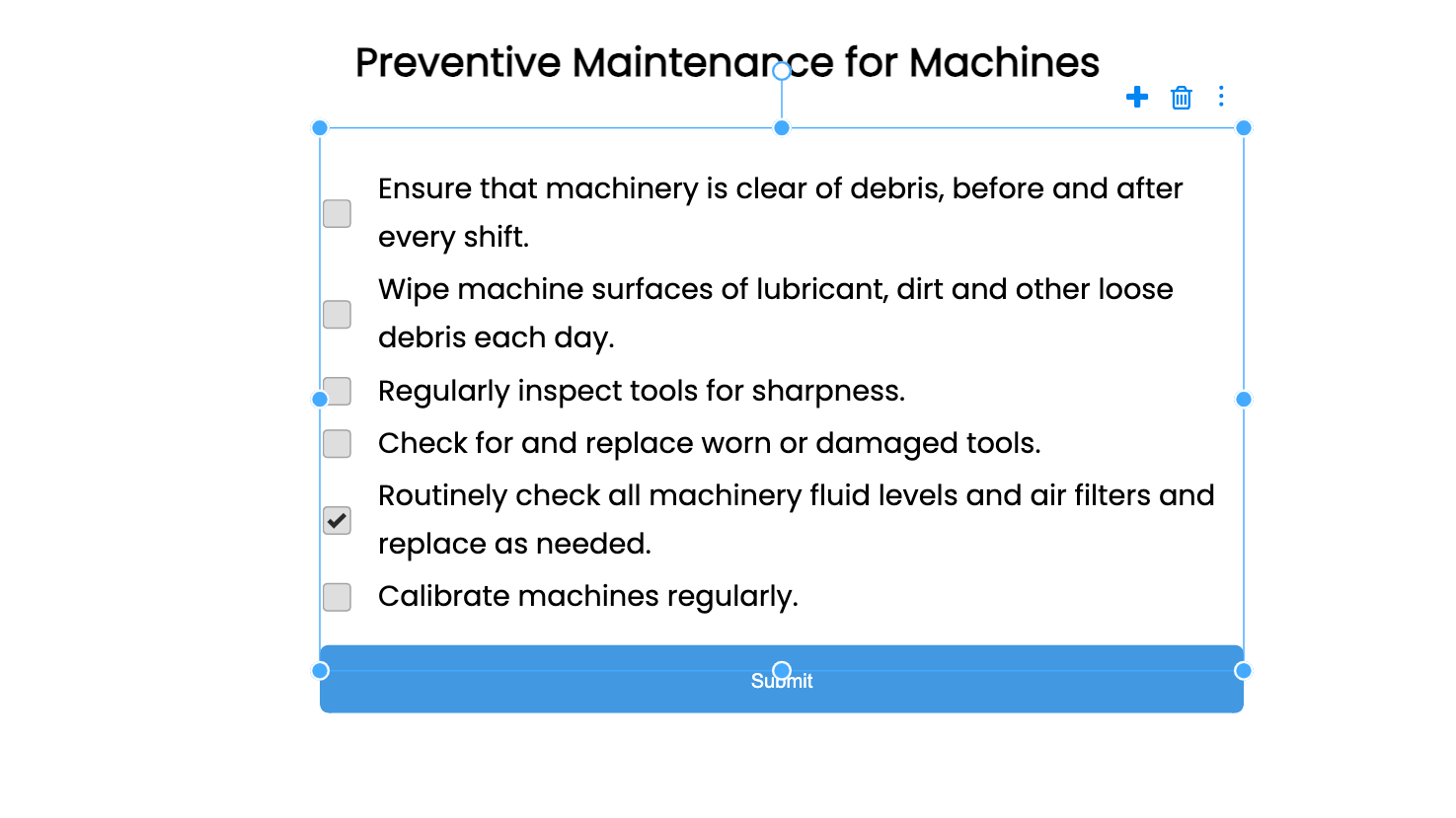 Manufacturing Facilities Maintenance Checklist